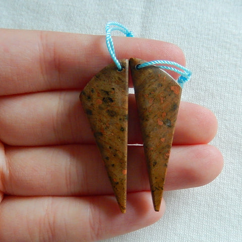 Natural Jasper Earrings Pair,40x13x4mm,5.6g - MyGemGarden