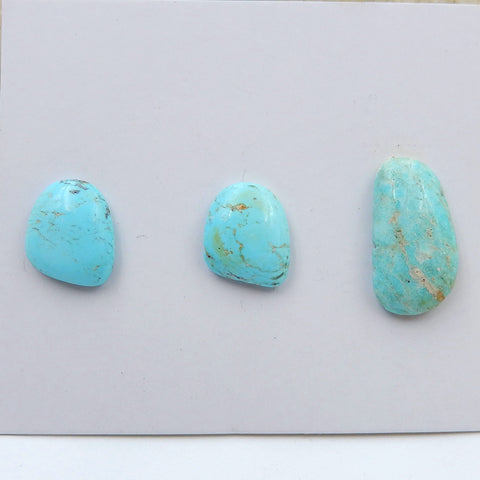 3 PCS Natural Turquoise Flatback Gemstone Cabochon, 19x11x5mm, 13x10x4mm, 3.8g - MyGemGarden