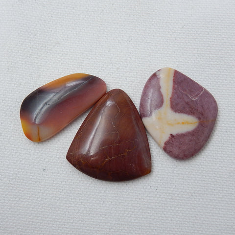 Sale 3Pcs Mookaite Jasper Gemstone Cabochon, 34x17x6mm, 33x30x6mm, 20.3g - MyGemGarden