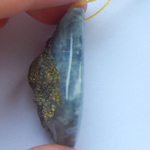 Nugget Fluorite With Iron Ore Natural Pendant Bead, 34x24x14mm, 14.2g - MyGemGarden