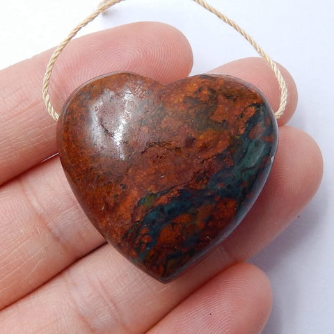 New design Green opal Drilled Heart Gemstone Pendant Bead, 31x29x13mm, 16.6g - MyGemGarden