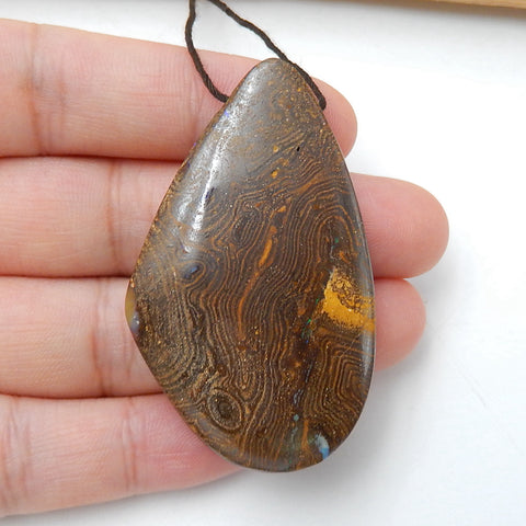 New, Natural Boulder opal Drilled Gemstone Pendant Bead, 51x31x9mm, 21.1g - MyGemGarden