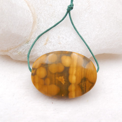 Naturel Exquis Multicolor Sculpté Ocean Jasper Ovale Gemstone Pendentif Perle, 35X25X9mm, 13g