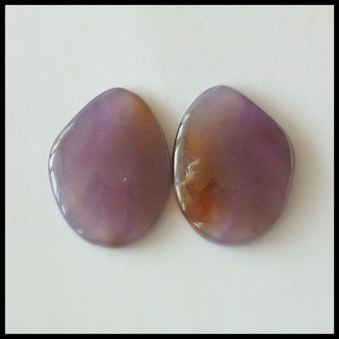 Natural Amethyst Gemstone Cabochon Pair 17x13x3mm,2.3g - MyGemGarden