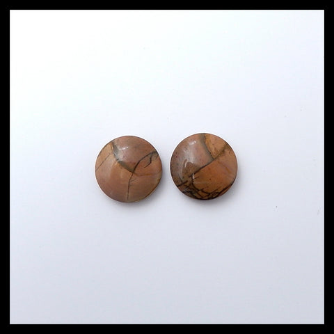 2 Pairs Multi-Color Picasso Jasper 16mm round cabochons, 16x16x4mm, 16x16x5mm, 8.2g - MyGemGarden