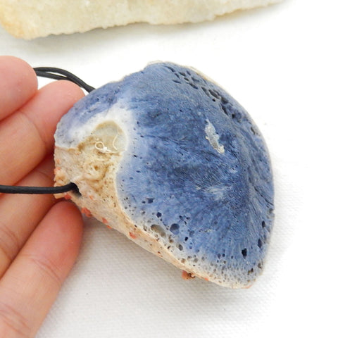 Nugget Blue coral Gemstone Pendant Bead, 61x60x35mm, 105.2g - MyGemGarden