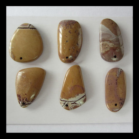 6 pcs Chohua Jasper Pendant Bead(drilled), 20x16x4mm, 20x13x5mm, 11.5g - MyGemGarden