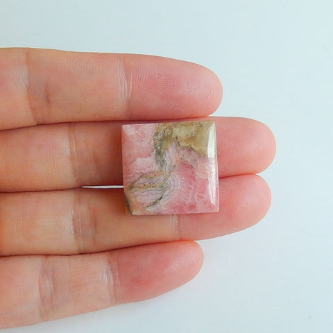 Argentina Rhodochrosite Gemstone Square Cabochon, 20x20x5mm, 5.5g - MyGemGarden