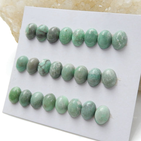 24 PCS Natural Variscite Oval Flatback Gemstone Cabochons, 8x6x4mm, 5.3g - MyGemGarden