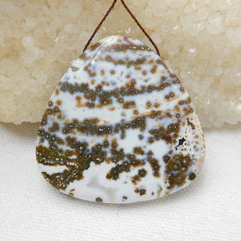 Natural Ocean Jasper Drilled Gemstone Pendant Bead, 45x45x8mm, 27.9g - MyGemGarden