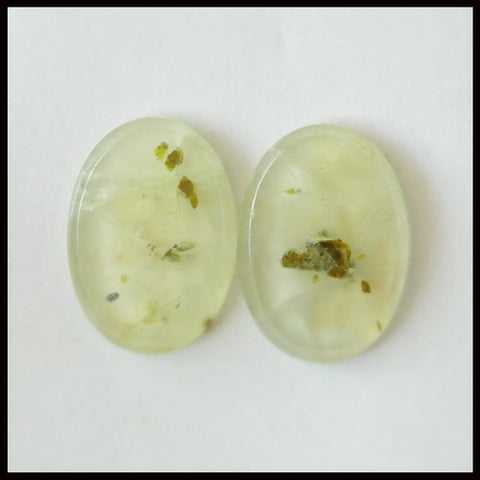 Natural Prehnite Gemstone Cabochon Pair 25x18x4mm,7.8g - MyGemGarden