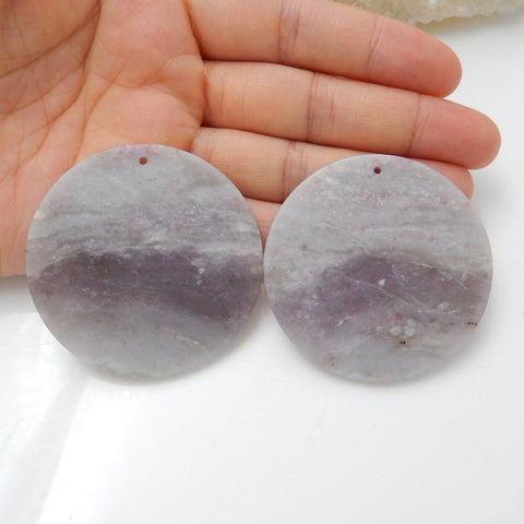 Tourmaline Round Earrings Stone Pair, stone for earrings making, 50x3mm, 33.3g - MyGemGarden