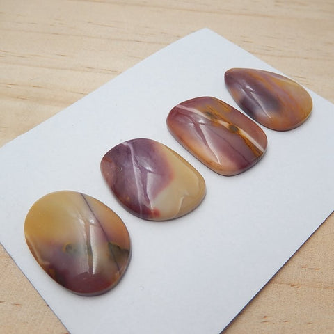 4 Pcs Mookaite Jasper Gemstone Cabochon, 30x20x5mm, 27x20x6mm, 19.8g - MyGemGarden