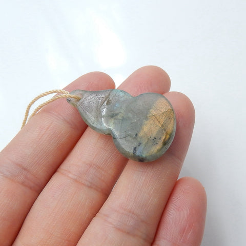 Natural Labradorite carved gourd Pendant Bead, 31x20x7mm, 5.8g - MyGemGarden