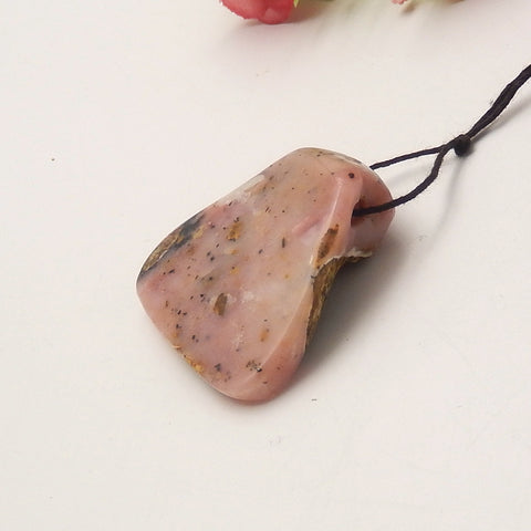 Natural Pink Opal Drilled Pendant Bead, 42x43x15mm, 19.7g - MyGemGarden