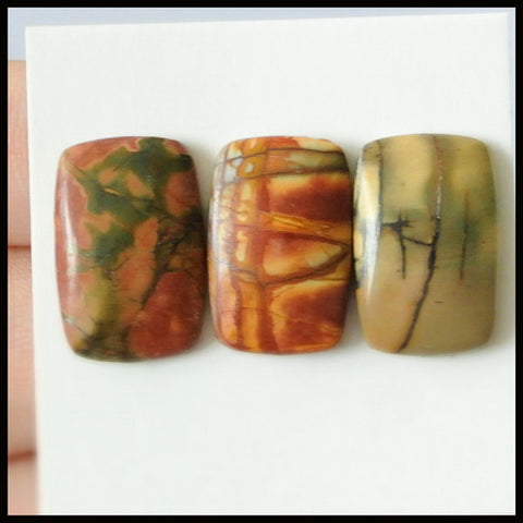 3PCS Natural Multi-Color Picasso Jasper Gemstone Cabochon 18x12x4mm,5.2g - MyGemGarden