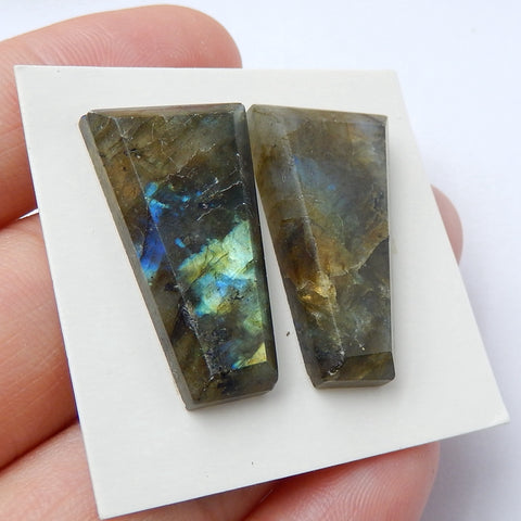 Natural Labradorite Gemstone Cabochon Pair, 26x14x5mm, 7.1g - MyGemGarden