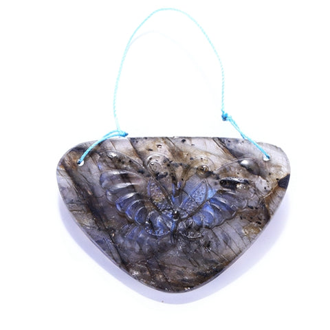 Carved Labradorite Butterfly Pendant, 57X39X7mm, 22.5g - MyGemGarden