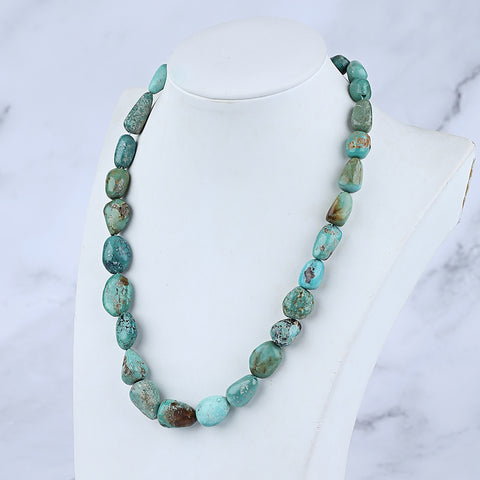 Natural Turquoise Necklace, Turquoise Bead Strands Handmade Gemstones, Adjustable Necklace, 1 Strand, 16-22 inch, 51g