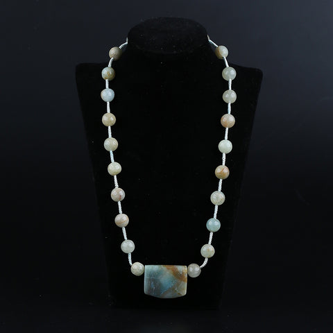 Natural Amazonite,Blue Aquamarine Gemstone Necklace