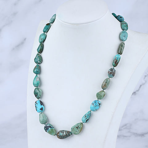 Natural Turquoise Necklace, Turquoise Bead Strands Handmade Gemstones, Adjustable Necklace, 1 Strand, 18-22 inch, 45.2g