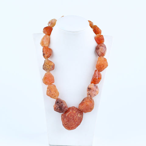 Raw Gemstone Necklaces, Natural Red Agate Gemstone Necklace, 1 Strand, 20 inch, 260g