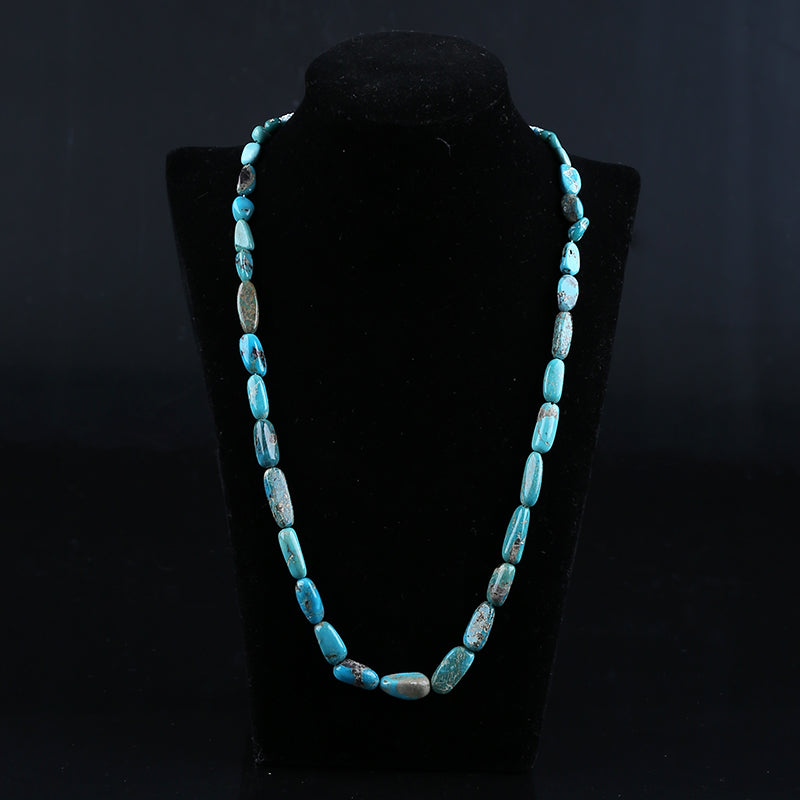 Natural Turquoise Necklace, Turquoise Bead Strands Handmade Gemstones, Adjustable Necklace, 1 Strand, 20-32 inch, 27g