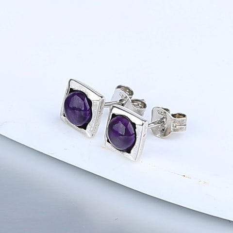 Natural Sugilite Gemstone Earrings with 925 Sterling Silver Accessories 14x7mm, 1.4g