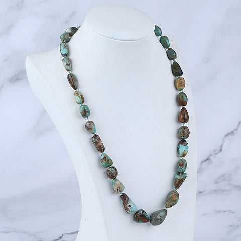 Natural Turquoise Necklace, Turquoise Bead Strands Handmade Gemstones, Adjustable Necklace, 1 Strand, 20-26 inch, 57.5g