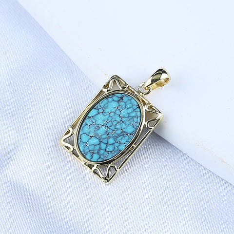 Natural Gemstone Turquoise Copper Pendant