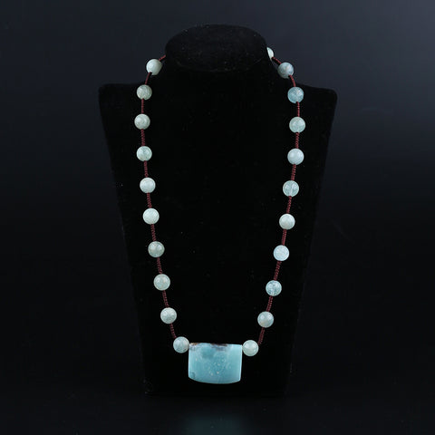 Natural Amazonite,Blue Aquamarine Gemstone Necklace