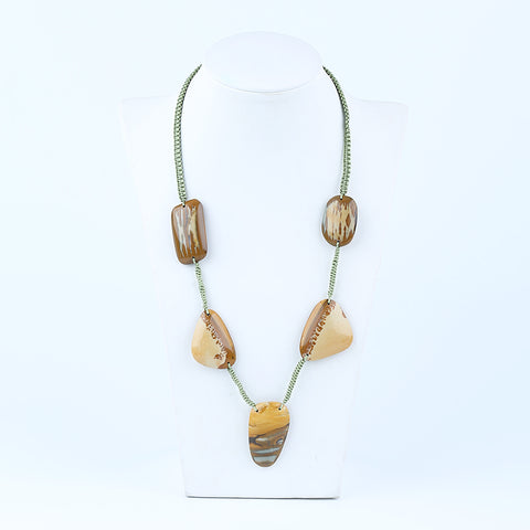 New Arrival! Hand-woven, Natural Owyhee Necklace, Bead Chrysocolla, Adjustable Necklace, 1 Strand, 20 inch, 40g