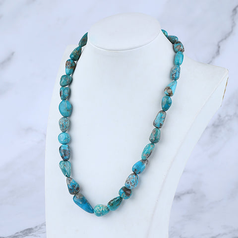 Natural Turquoise Necklace, Turquoise Bead Strands Handmade Gemstones, Adjustable Necklace, 1 Strand, 18-22 inch, 59g