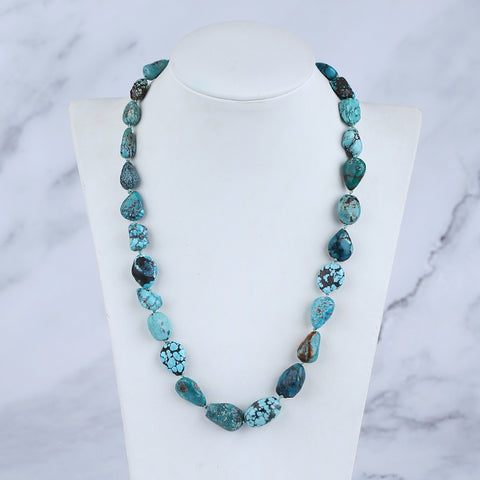 Natural Turquoise Necklace, Turquoise Bead Strands Handmade Gemstones, Adjustable Necklace, 1 Strand, 18-26 inch, 41.6g