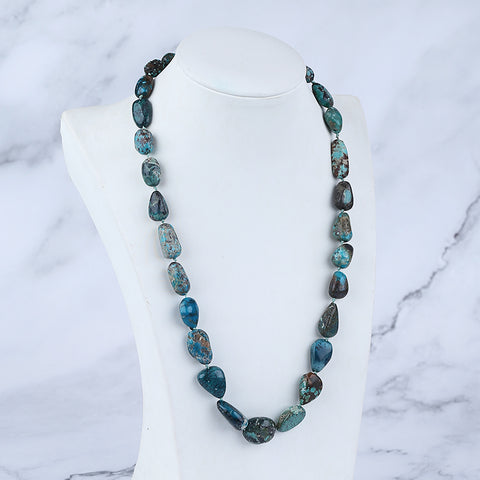 Natural Turquoise Necklace, Turquoise Bead Strands Handmade Gemstones, Adjustable Necklace, 1 Strand, 20-26 inch, 58.7g