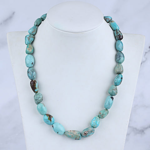 Natural Turquoise Necklace, Turquoise Bead Strands Handmade Gemstones, Adjustable Necklace, 1 Strand, 16-20 inch, 46.9g