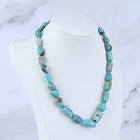 Natural Turquoise Necklace, Turquoise Bead Strands Handmade Gemstones, Adjustable Necklace, 1 Strand, 16-20 inch, 42.5g