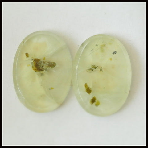 Natural Prehnite Gemstone Cabochon Pair 25x18x4mm,7.8g - MyGemGarden