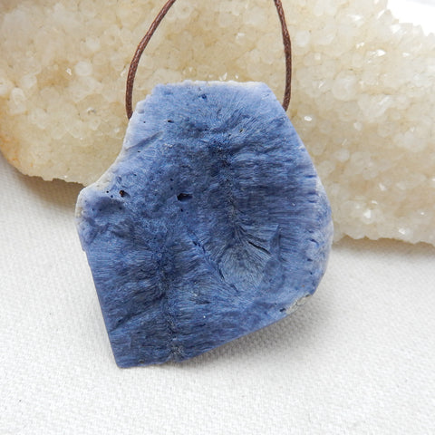 New, Blue Fossil Coral Gemstone Pendant, Nugget Pendant, 58x46x18mm, 38.6g - MyGemGarden