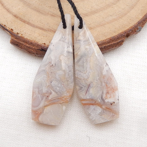 Natrual Stone Earrings Making Crazy Lace Agate Earrings Stone Pair, 31x12x4.5mm, 4.5g