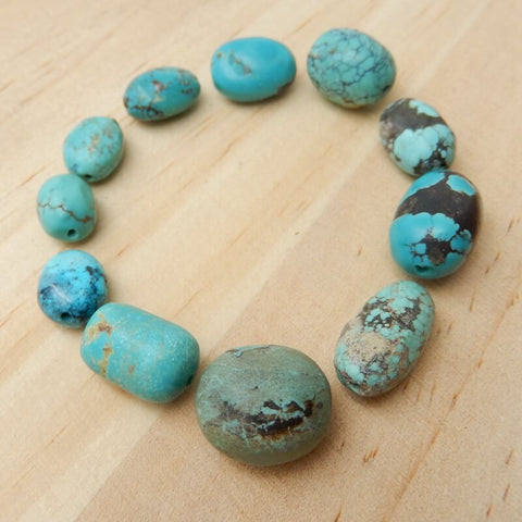 Sale 11 PCS Turquoise Gemstone Loose Beads, 11x9x7mm, 17x12x10mm, 18.8g - MyGemGarden