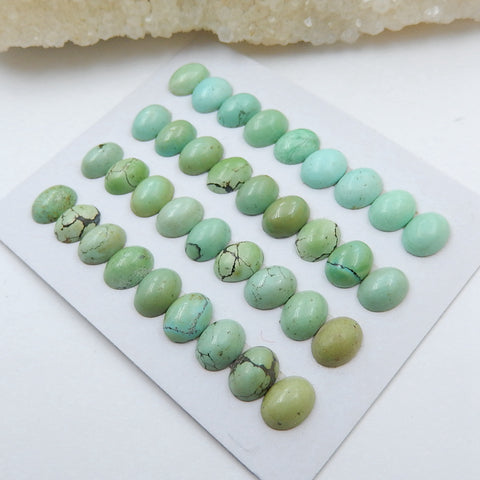 36 PCS Natural Oval Turquoise Gemstone Cabochons, 8x6x4mm, 8.4g - MyGemGarden