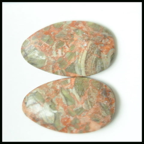 Gift From Natural Mushroom Jasper Cabochon Pair 25x15x3mm ,4.4g - MyGemGarden