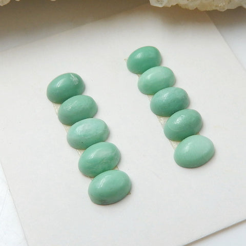 10 PCS Natural Variscite Oval Flatback Gemstone Cabochons, 6x4x4mm, 1.2g - MyGemGarden