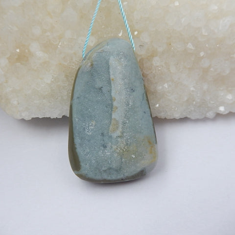 Drusy Quartz Gemstone Natural Pendant Bead, 43x26x10mm, 18.3g - MyGemGarden