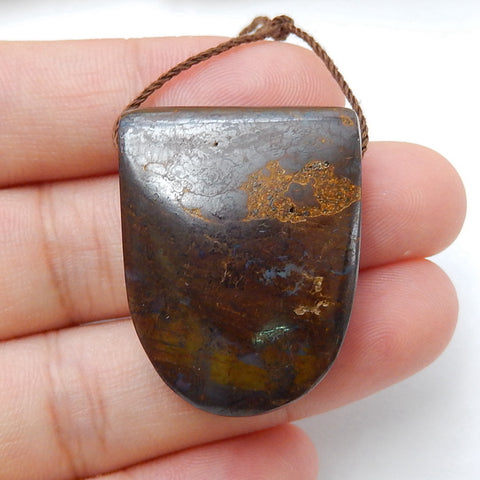 New, Natural Boulder opal Drilled Gemstone Pendant Bead, 30x24x10mm, 14.9g - MyGemGarden