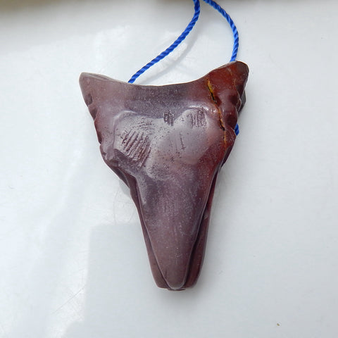 Handmade Mookaite Jasper Carved Wolf Head Pendant Bead, 40x29x13mm, 15.5g - MyGemGarden