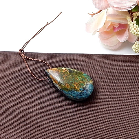 Natural Turquoise Pendant Bead, 24x14x9mm, 3.7g - MyGemGarden