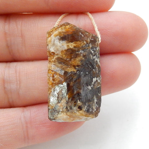 Natural Tourmaline Gemstone Pendant, Nugget Pendant, Tourmaline Pendant, 28x15x14mm, 10.5g - MyGemGarden