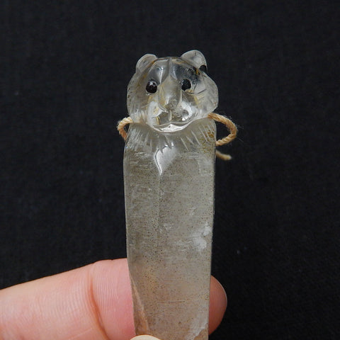 Carved Quartz Gemstone Tiger Pendant, Fashion Pendant, Animal Necklace Pendant, Unique Pendant, 50x14x14mm, 13.3g - MyGemGarden